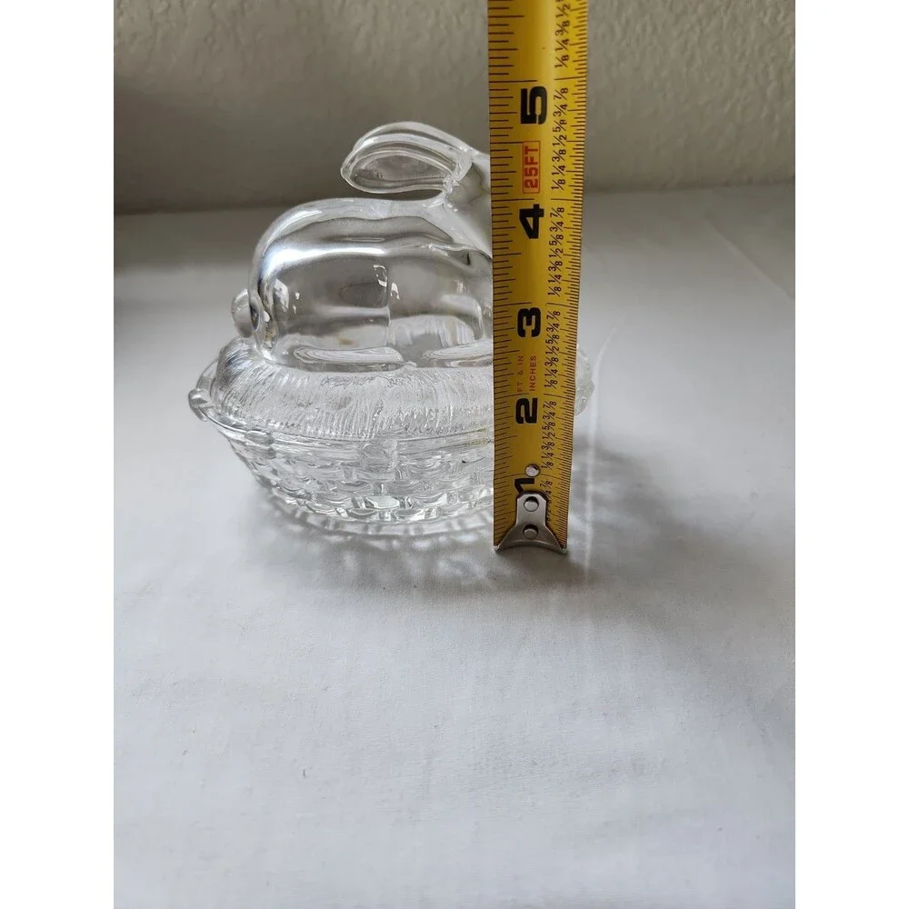 Vintage  William Sonoma Bunny on Nest Clear Glass Covered Dish